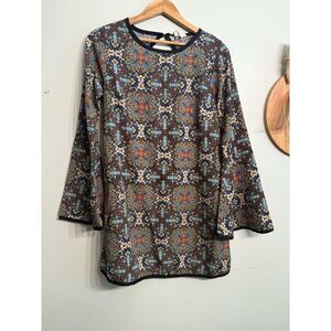 One clothing bell sleeve paisley print mini dress size S
